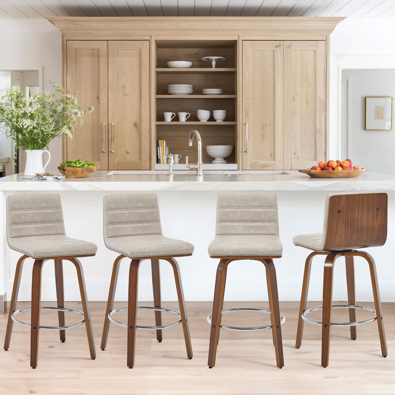 Tabourets de bar/comptoir pivotants en similicuir 26/29, lot de 2/3