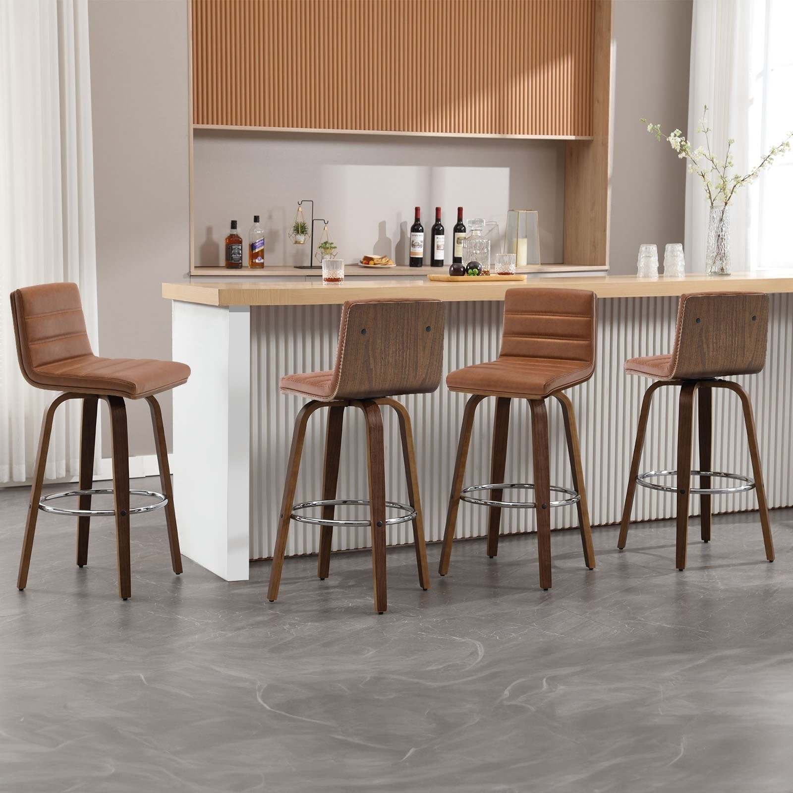Tabourets de bar/comptoir pivotants en similicuir 26/29, lot de 2/3