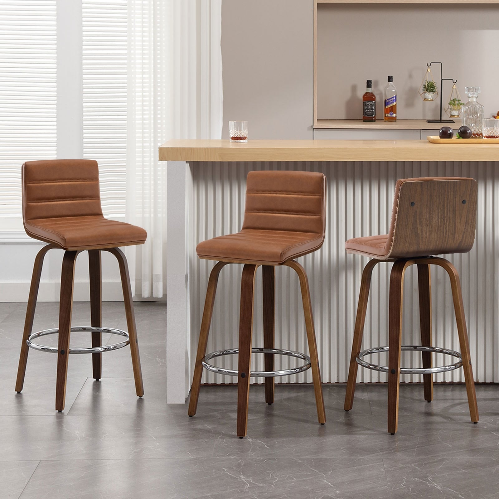 Tabourets de bar/comptoir pivotants en similicuir 26/29, lot de 2/3