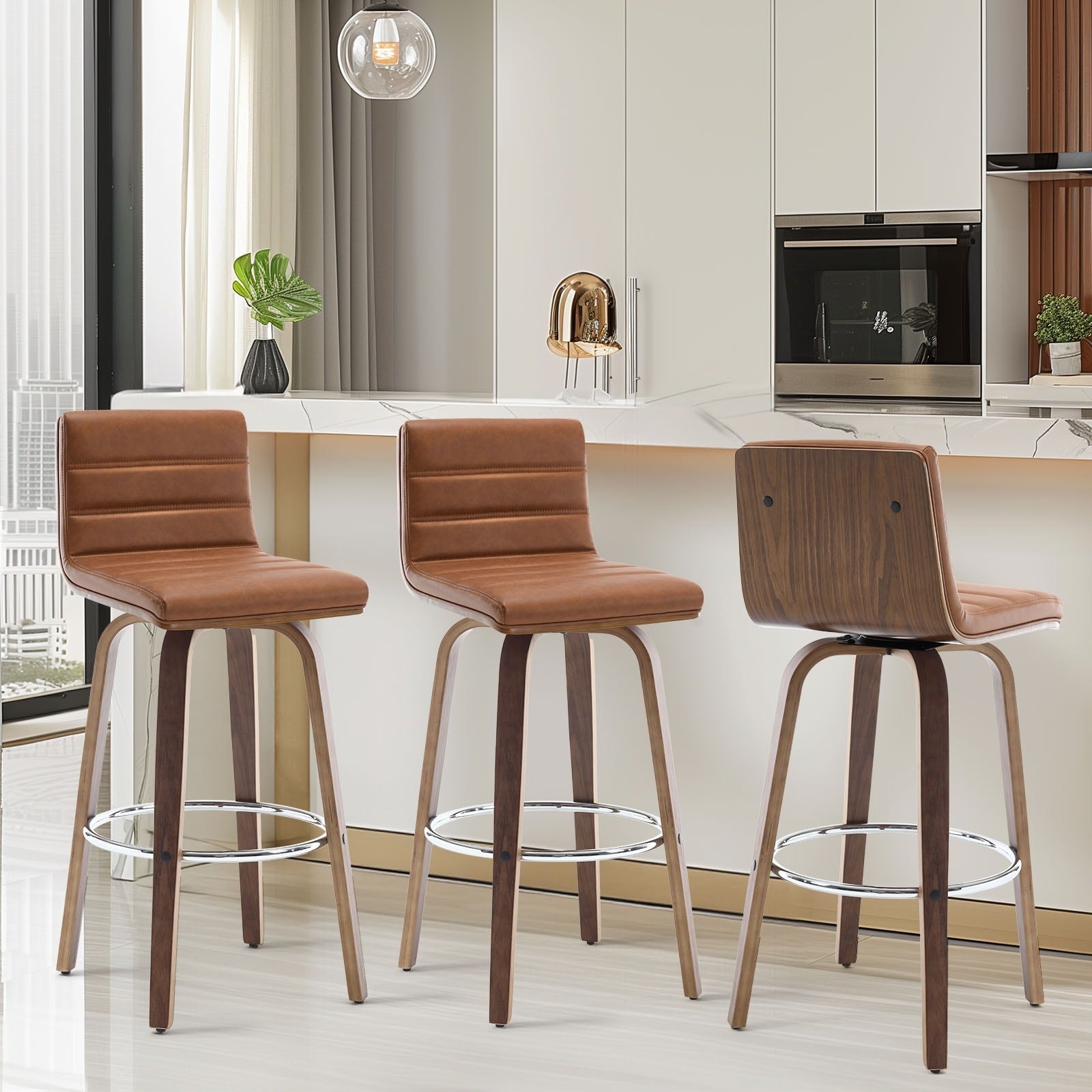 Tabourets de bar/comptoir pivotants en similicuir 26/29, lot de 2/3
