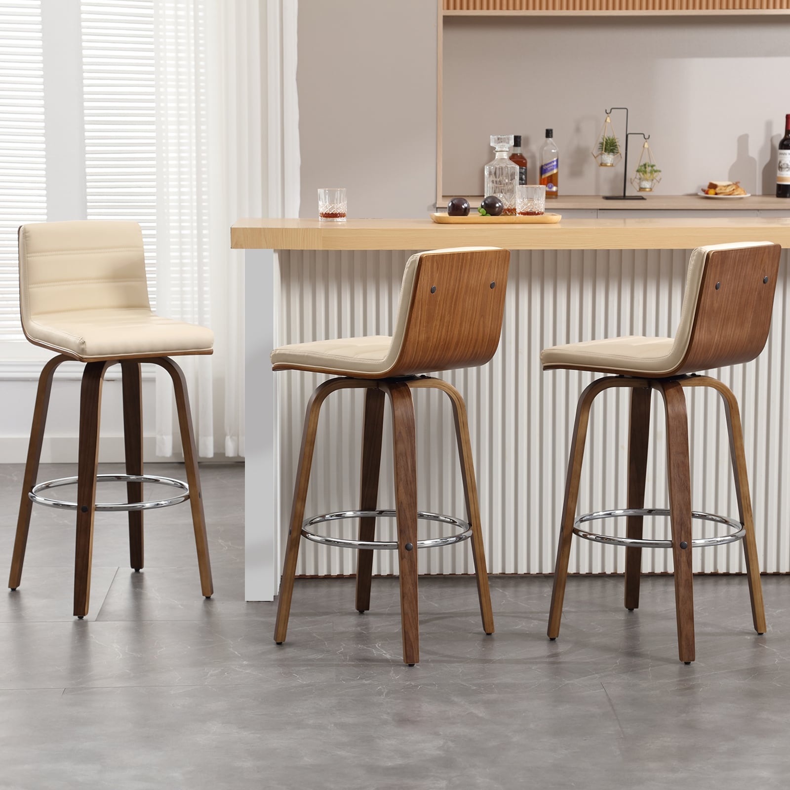 Tabourets de bar/comptoir pivotants en similicuir 26/29, lot de 2/3