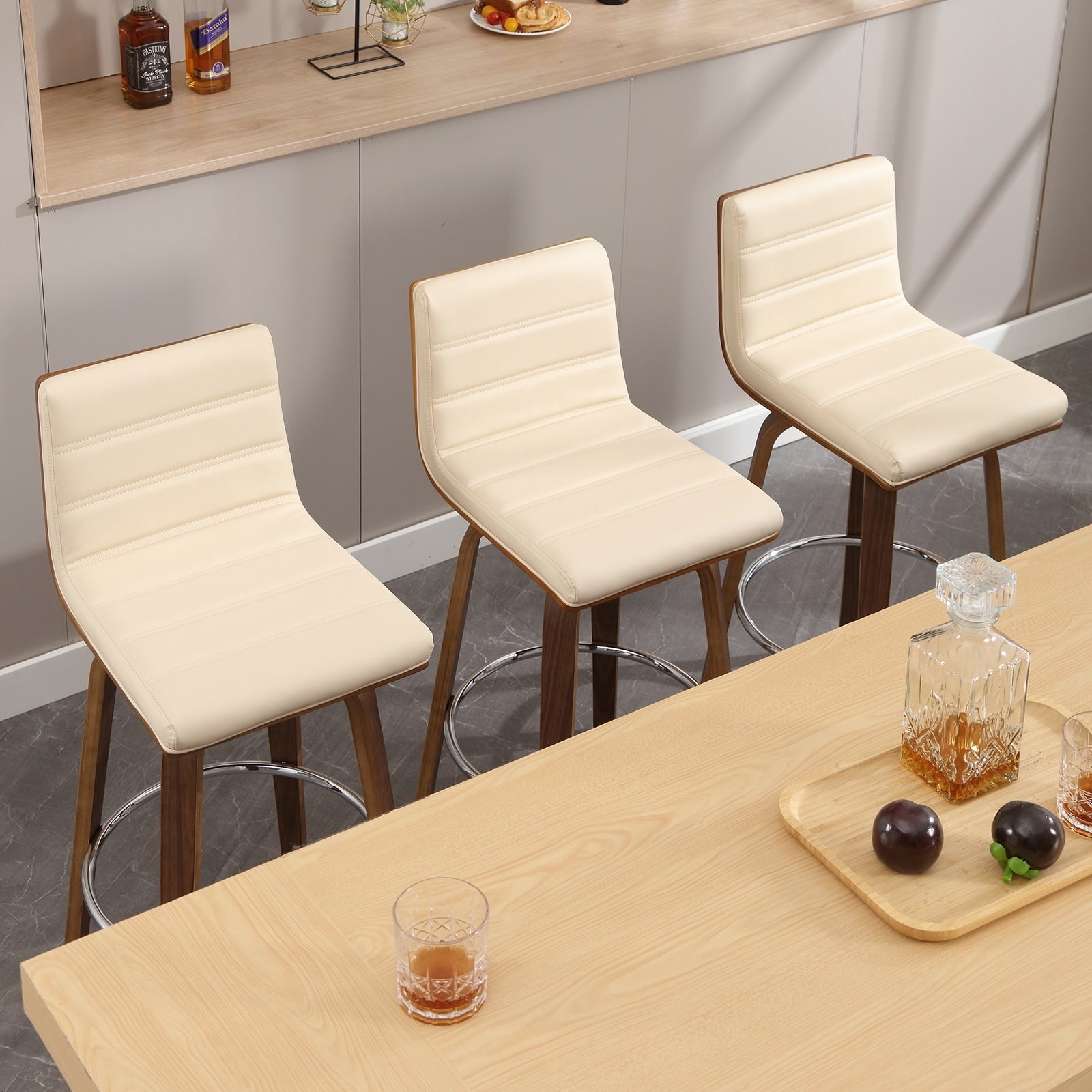 Tabourets de bar/comptoir pivotants en similicuir 26/29, lot de 2/3