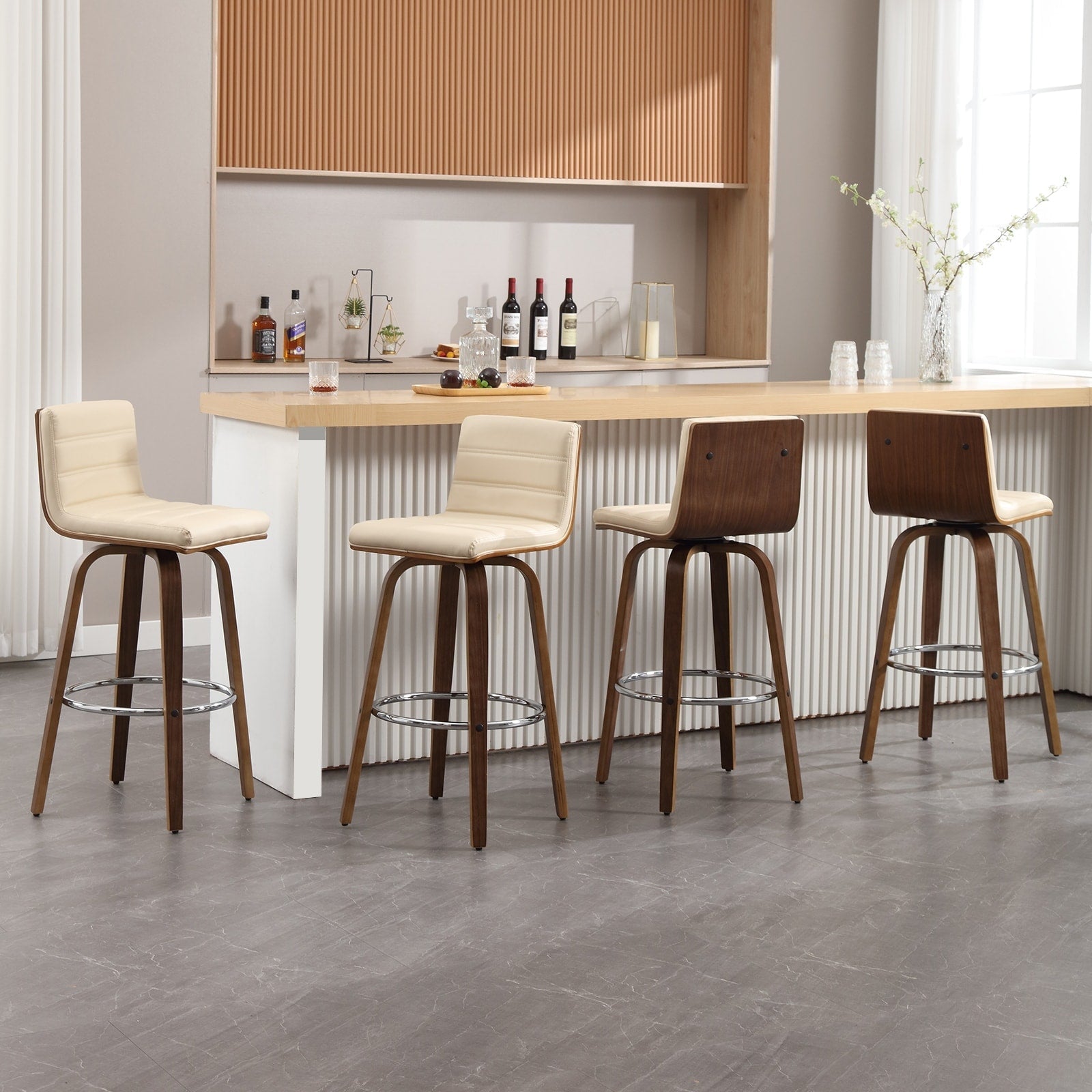 Tabourets de bar/comptoir pivotants en similicuir 26/29, lot de 2/3
