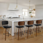 Tabourets de bar pivotants 26/29 avec pieds en bois courbé