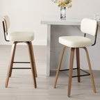 Tabourets de bar pivotants 26/29 avec pieds en bois courbé