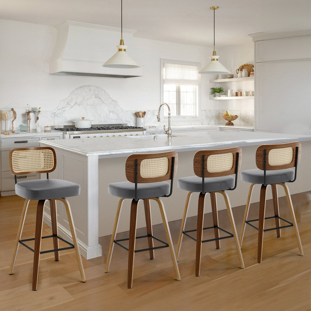 Tabourets de bar pivotants 26/29 avec pieds en bois courbé