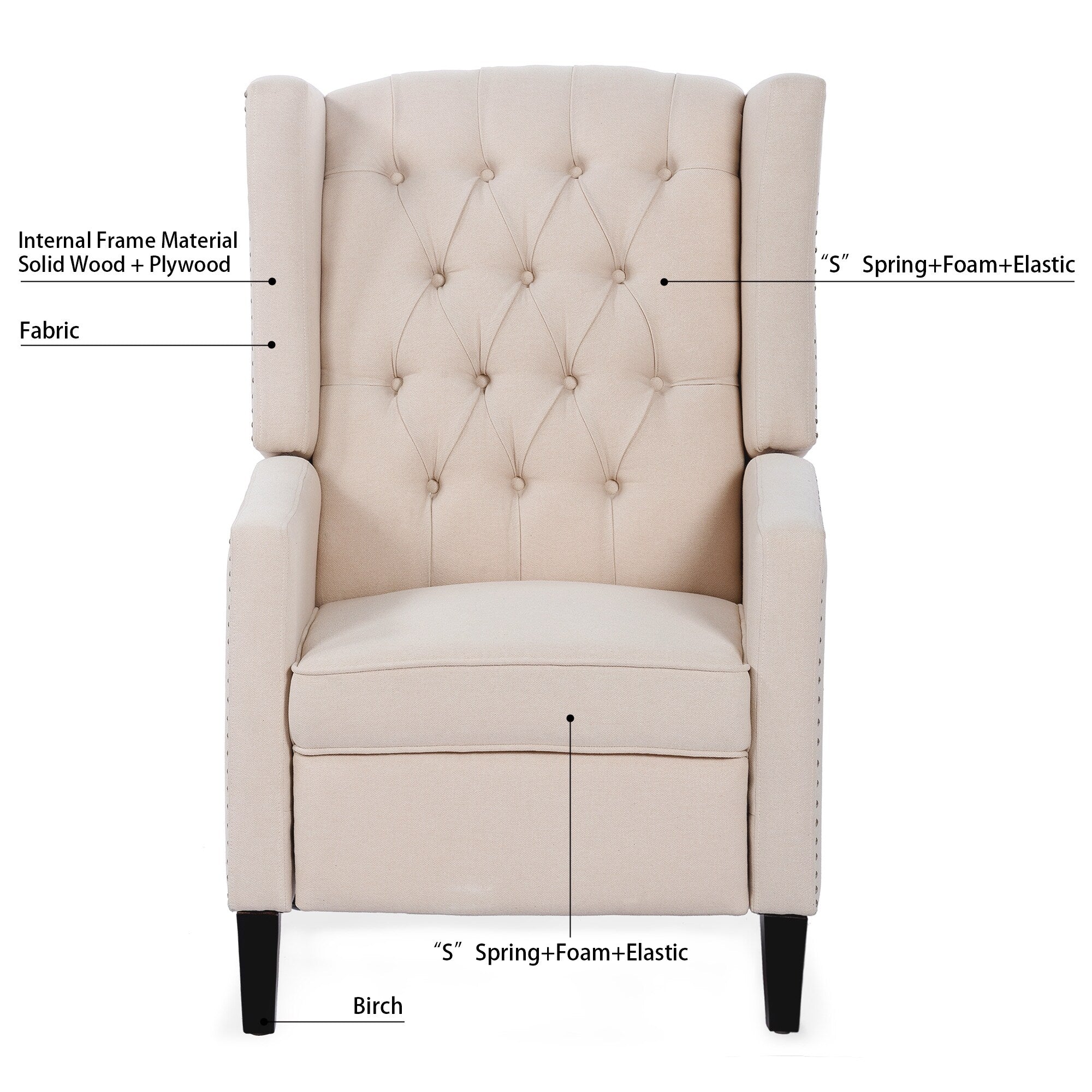Fauteuil inclinable manuel large de 27,16 pouces