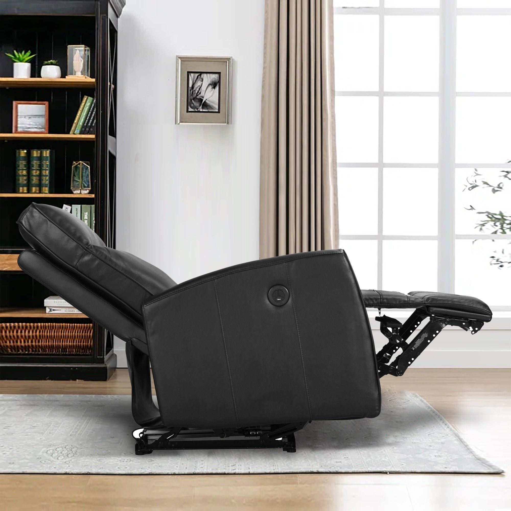 Canapé inclinable électrique en cuir véritable de 27,75 pouces de largeur avec chargeur USB