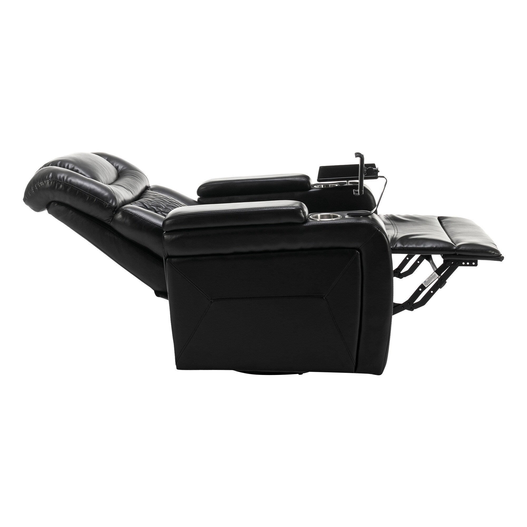 Fauteuil inclinable électrique pivotant à 270 degrés pour home cinéma avec plateau, support pour téléphone, porte-gobelet et port USB