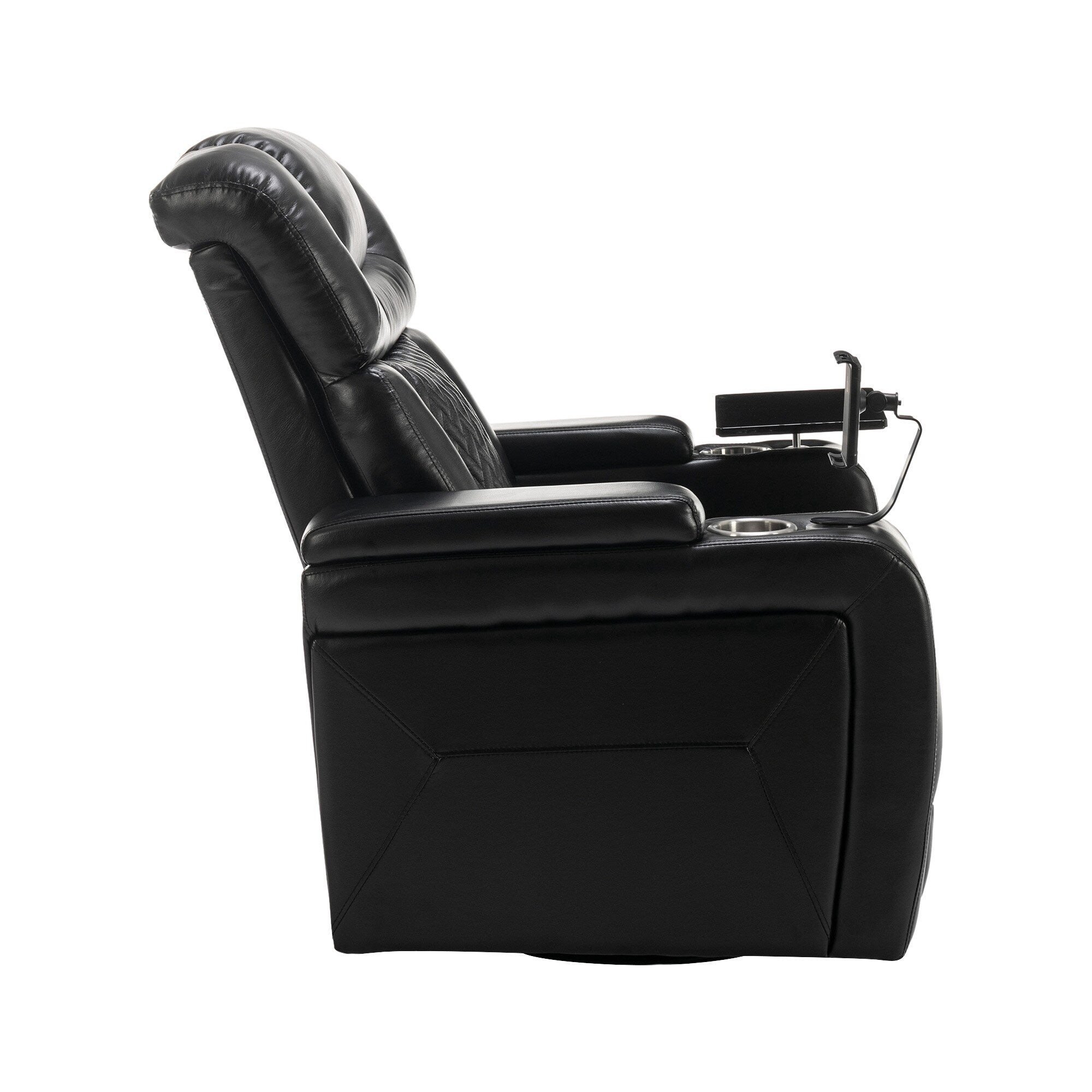 Fauteuil inclinable électrique pivotant à 270 degrés pour home cinéma avec plateau, support pour téléphone, porte-gobelet et port USB