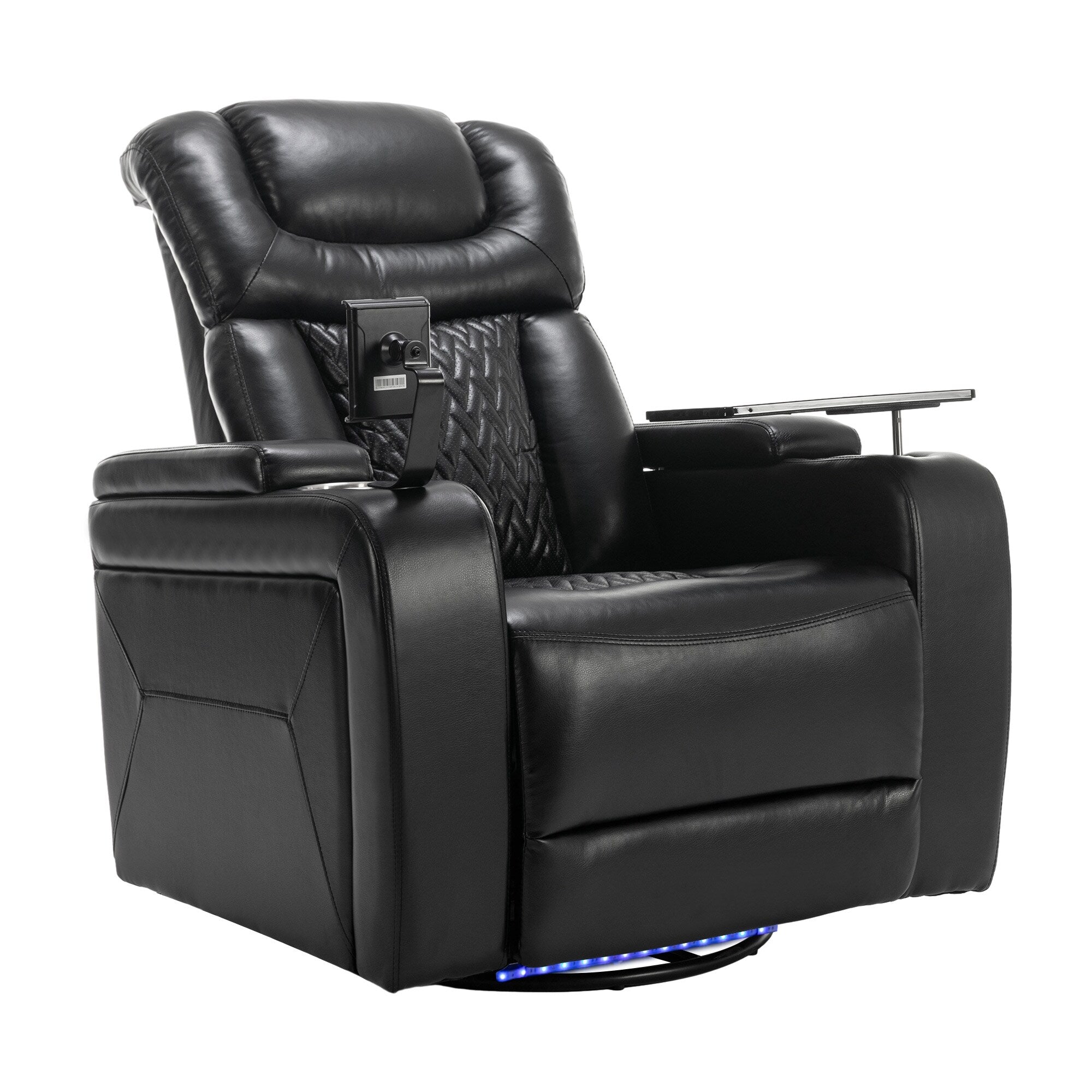 Fauteuil inclinable électrique pivotant à 270 degrés pour home cinéma avec plateau, support pour téléphone, porte-gobelet et port USB