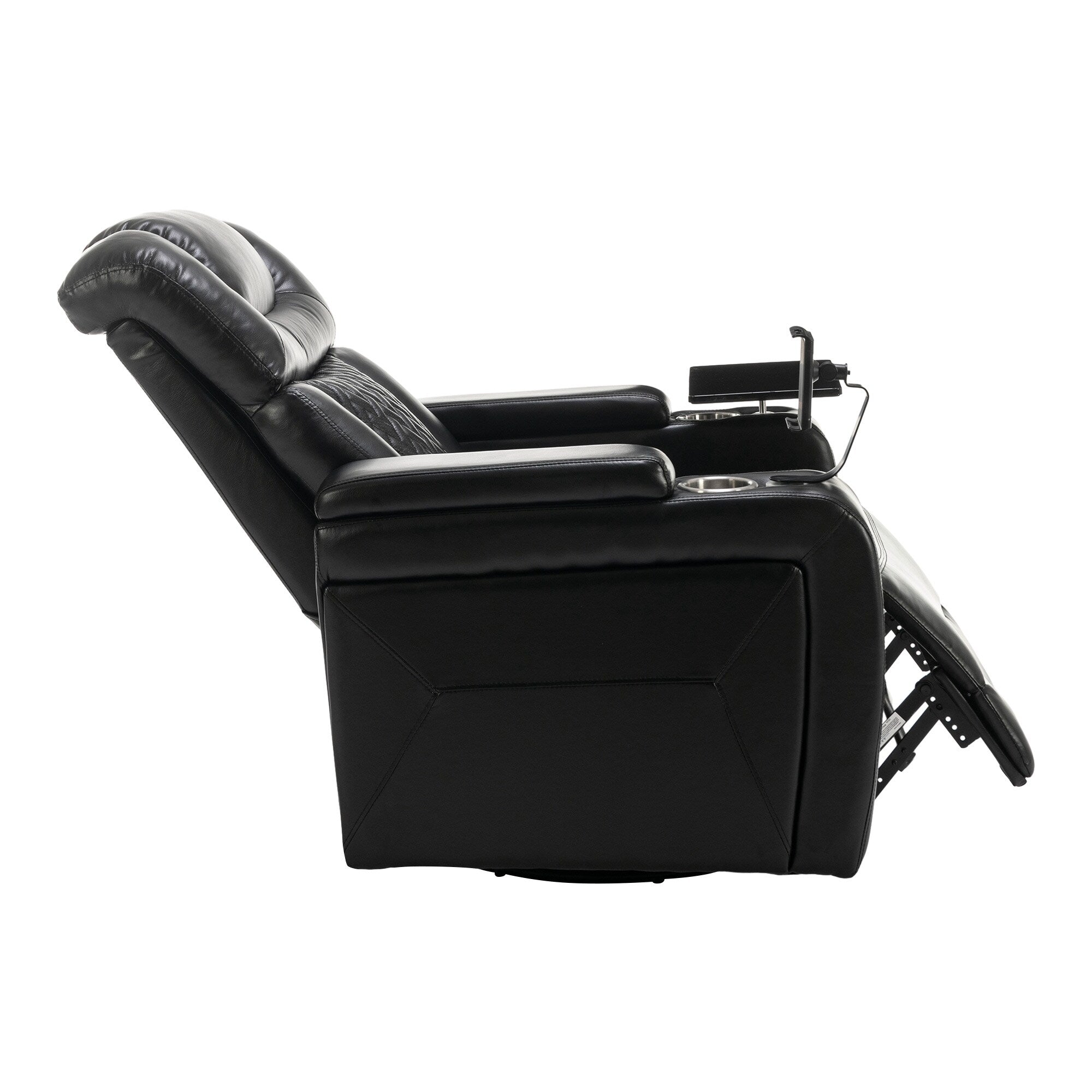 Fauteuil inclinable électrique pivotant à 270 degrés pour home cinéma avec plateau, support pour téléphone, porte-gobelet et port USB