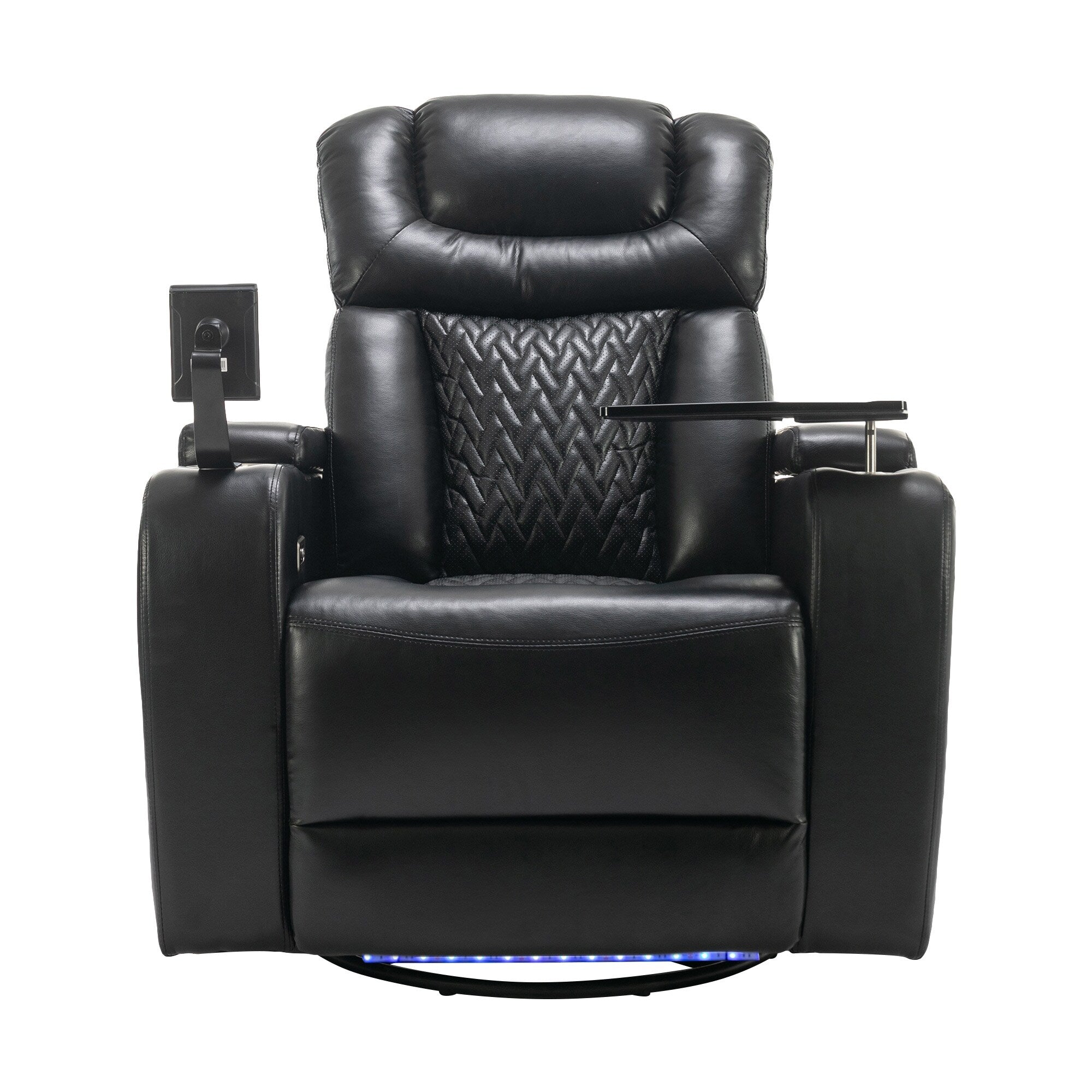 Fauteuil inclinable électrique pivotant à 270 degrés pour home cinéma avec plateau, support pour téléphone, porte-gobelet et port USB