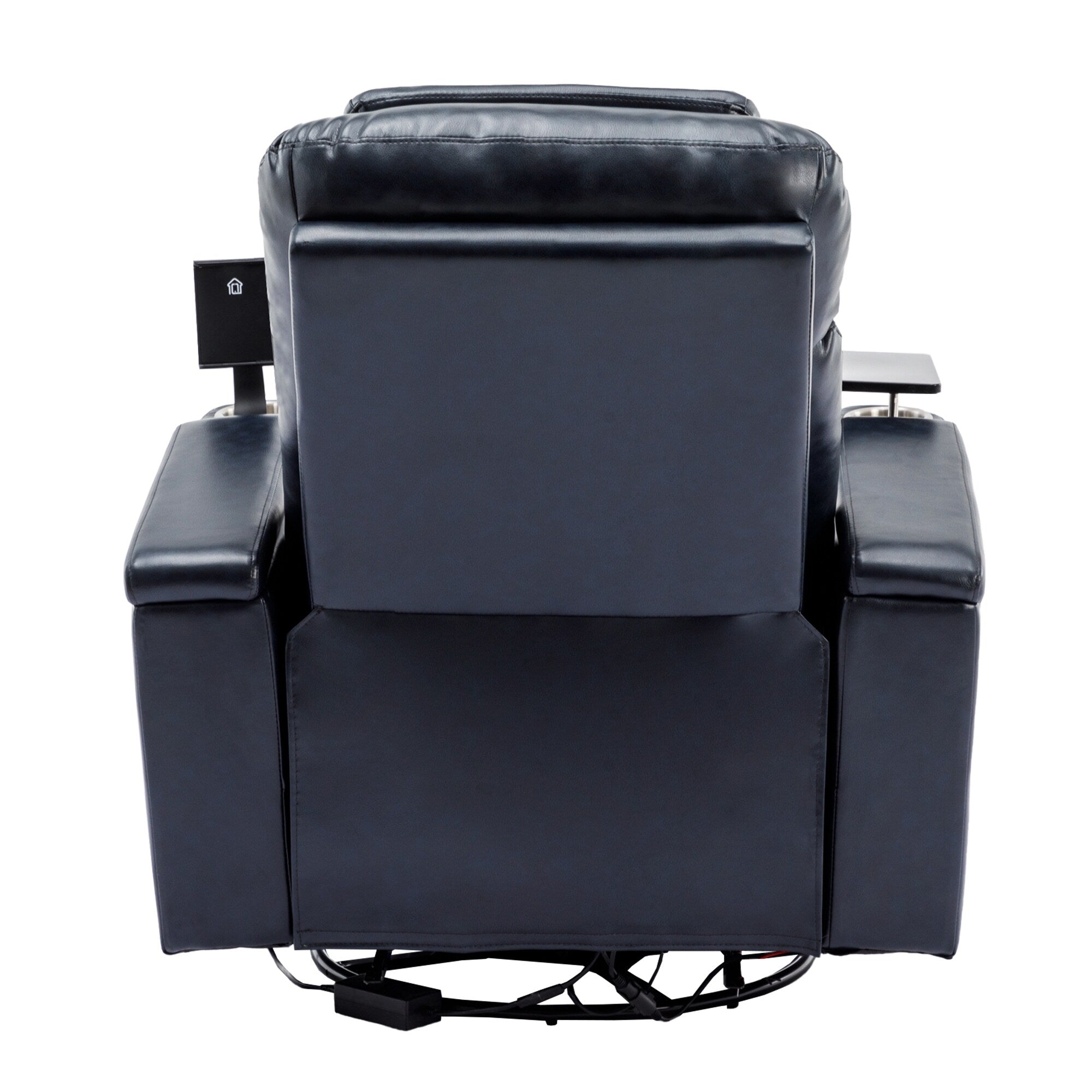 Fauteuil inclinable pivotant à 270°, siège home cinéma avec rangement dissimulé pour les accoudoirs, bande lumineuse LED et porte-gobelet