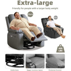 Fauteuils inclinables pivotants surdimensionnés de 27 pouces à 360° avec chauffage et massage