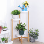 Support d'angle haut en bambou à 3 niveaux pour plantes, présentoir d'intérieur et d'extérieur