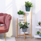 Support d'angle haut en bambou à 3 niveaux pour plantes, présentoir d'intérieur et d'extérieur