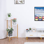 Support d'angle haut en bambou à 3 niveaux pour plantes, présentoir d'intérieur et d'extérieur