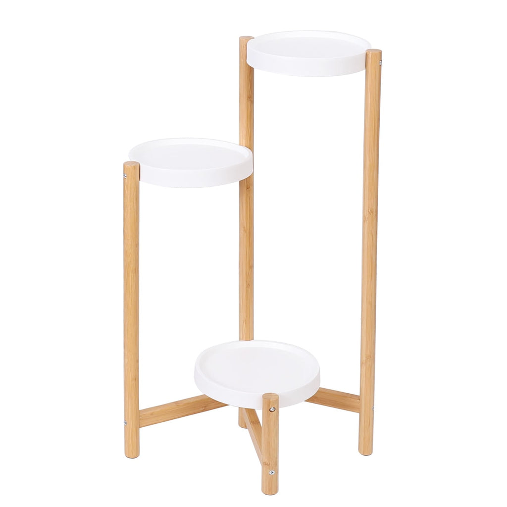 Support d'angle haut en bambou à 3 niveaux pour plantes, présentoir d'intérieur et d'extérieur