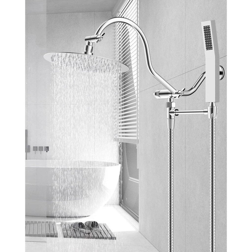 Pommeau de douche à effet pluie haute pression tout en métal de 10 pouces avec pommeau combiné