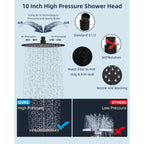 Pommeau de douche à effet pluie haute pression tout en métal de 10 pouces avec pommeau combiné