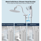 Pommeau de douche à effet pluie haute pression tout en métal de 10 pouces avec pommeau combiné
