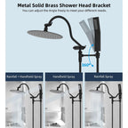 Pommeau de douche à effet pluie haute pression tout en métal de 10 pouces avec pommeau combiné