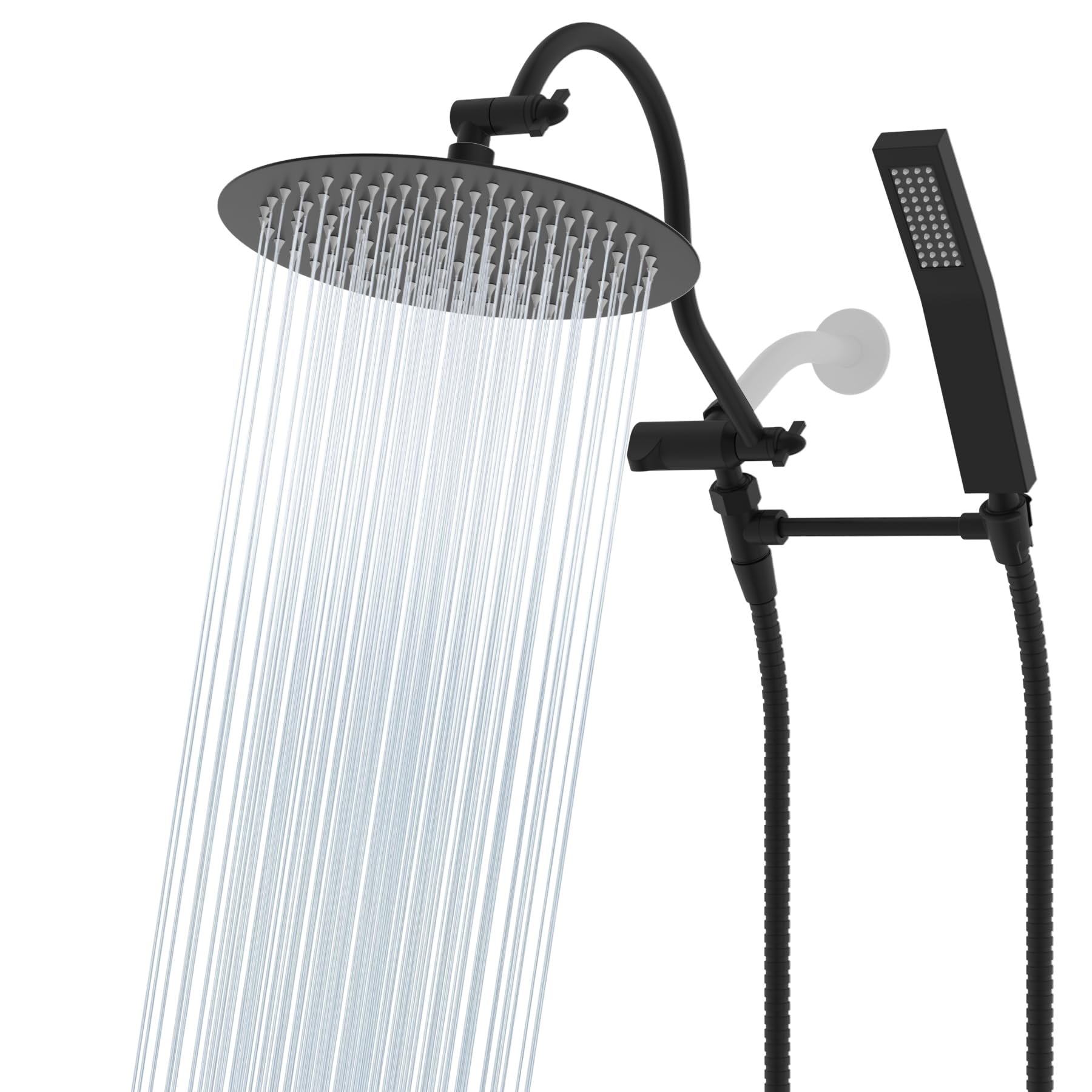 Pommeau de douche à effet pluie haute pression tout en métal de 10 pouces avec pommeau combiné