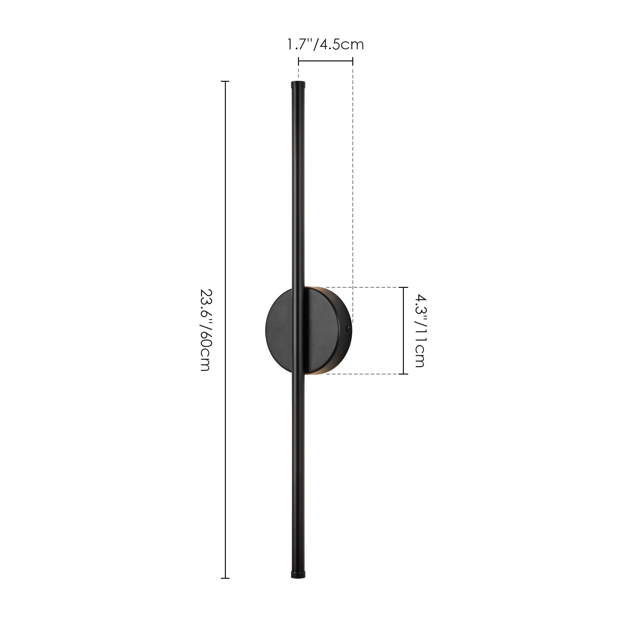Applique murale linéaire moderne à 1 ampoule, noire, dorée et nickel, à LED, à intensité variable, pour salle de bain