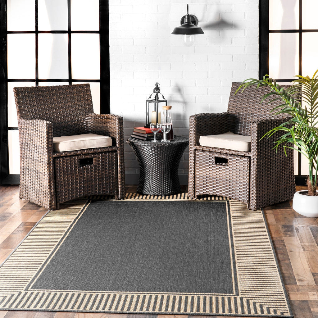 Tapis d'intérieur/extérieur classique à bordures Nuloom Leah