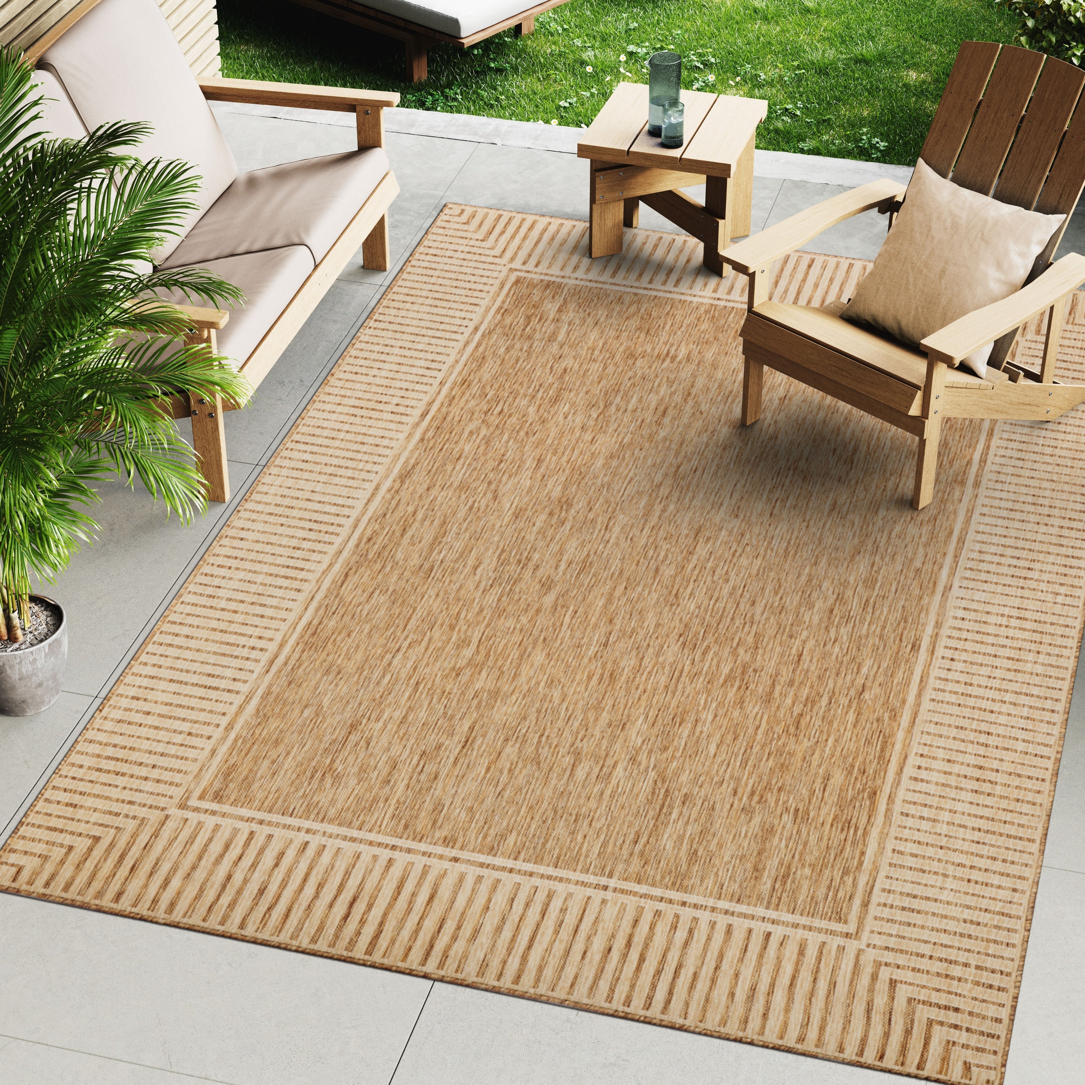 Tapis d'intérieur/extérieur classique à bordures Nuloom Leah