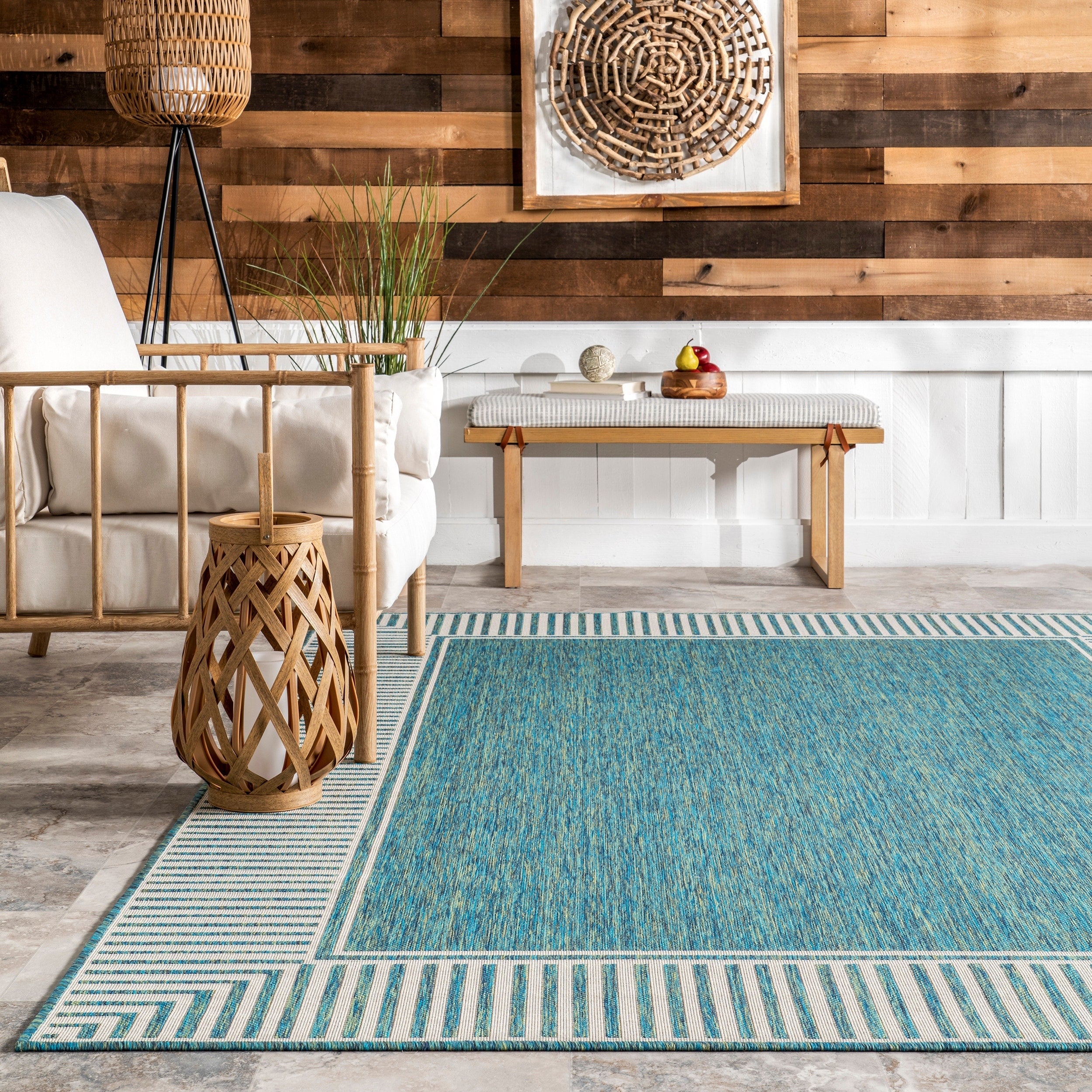 Tapis d'intérieur/extérieur classique à bordures Nuloom Leah