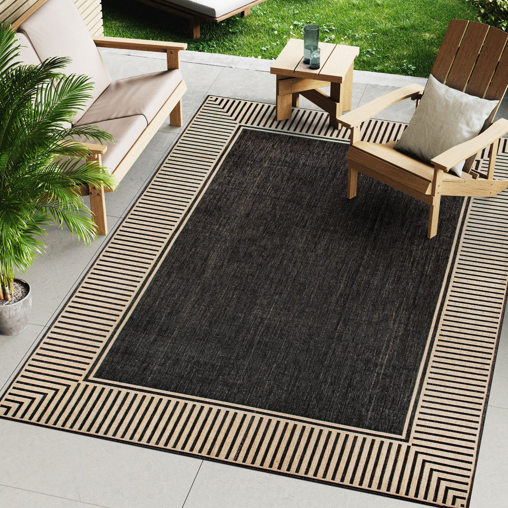 Tapis d'intérieur/extérieur classique à bordures Nuloom Leah