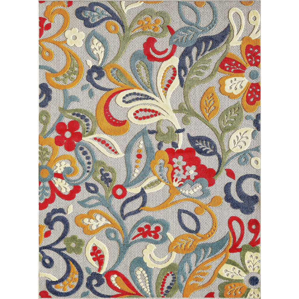 Tapis d'intérieur/extérieur texturé floral Domani Napa