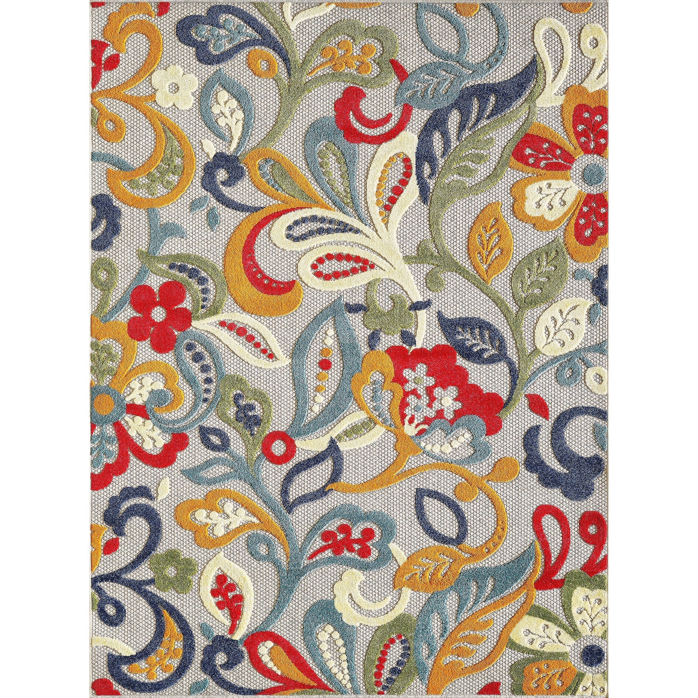 Tapis d'intérieur/extérieur texturé floral Domani Napa