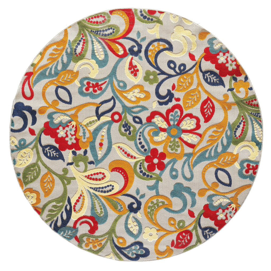 Tapis d'intérieur/extérieur texturé floral Domani Napa