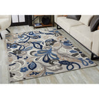 Tapis d'intérieur/extérieur texturé floral Domani Napa
