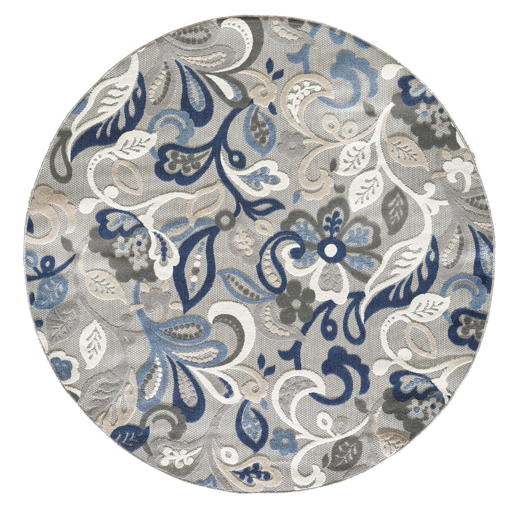 Tapis d'intérieur/extérieur texturé floral Domani Napa