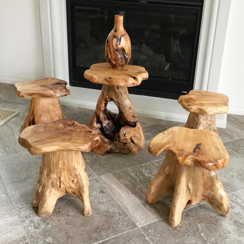 Support de table d'appoint en forme de champignon en racines de cèdre Greenage