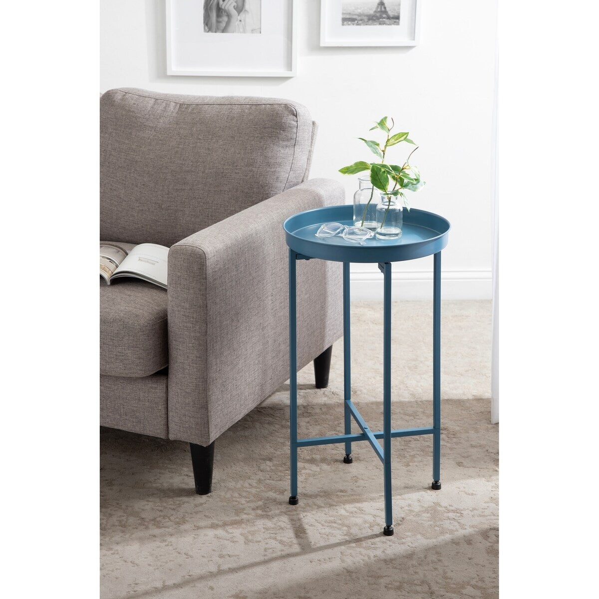 Table d'appoint ronde pliable en métal Kate and Laurel Celia - 14 x 14 x 26