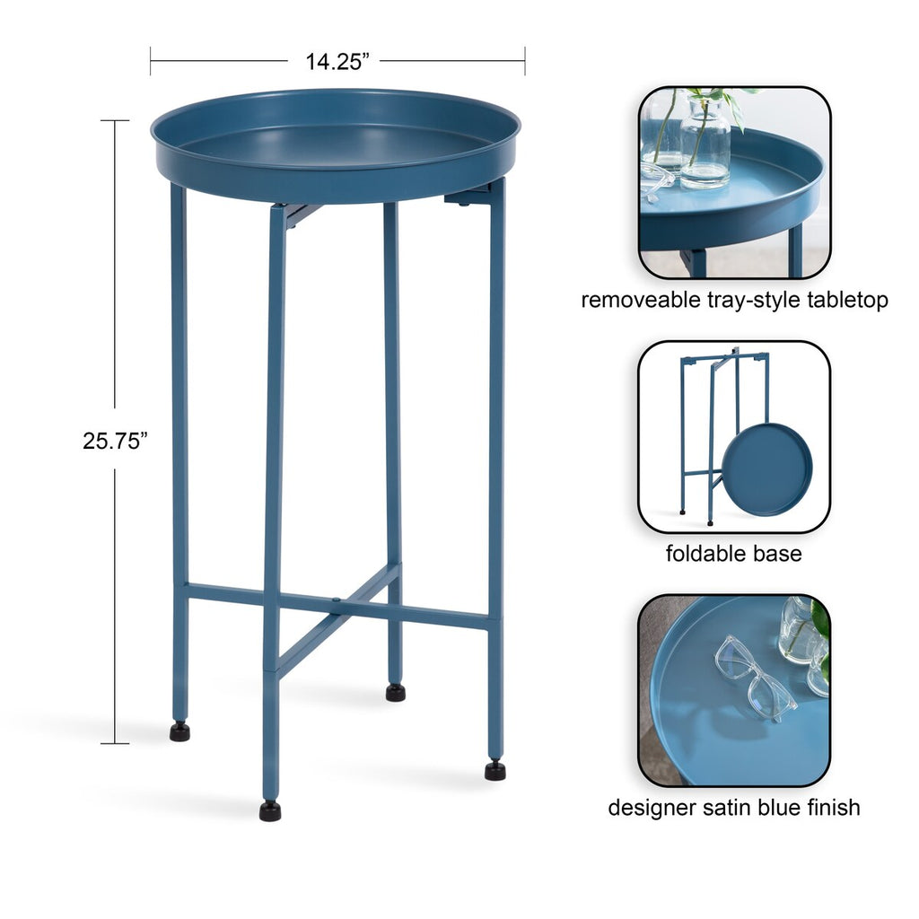 Table d'appoint ronde pliable en métal Kate and Laurel Celia - 14 x 14 x 26
