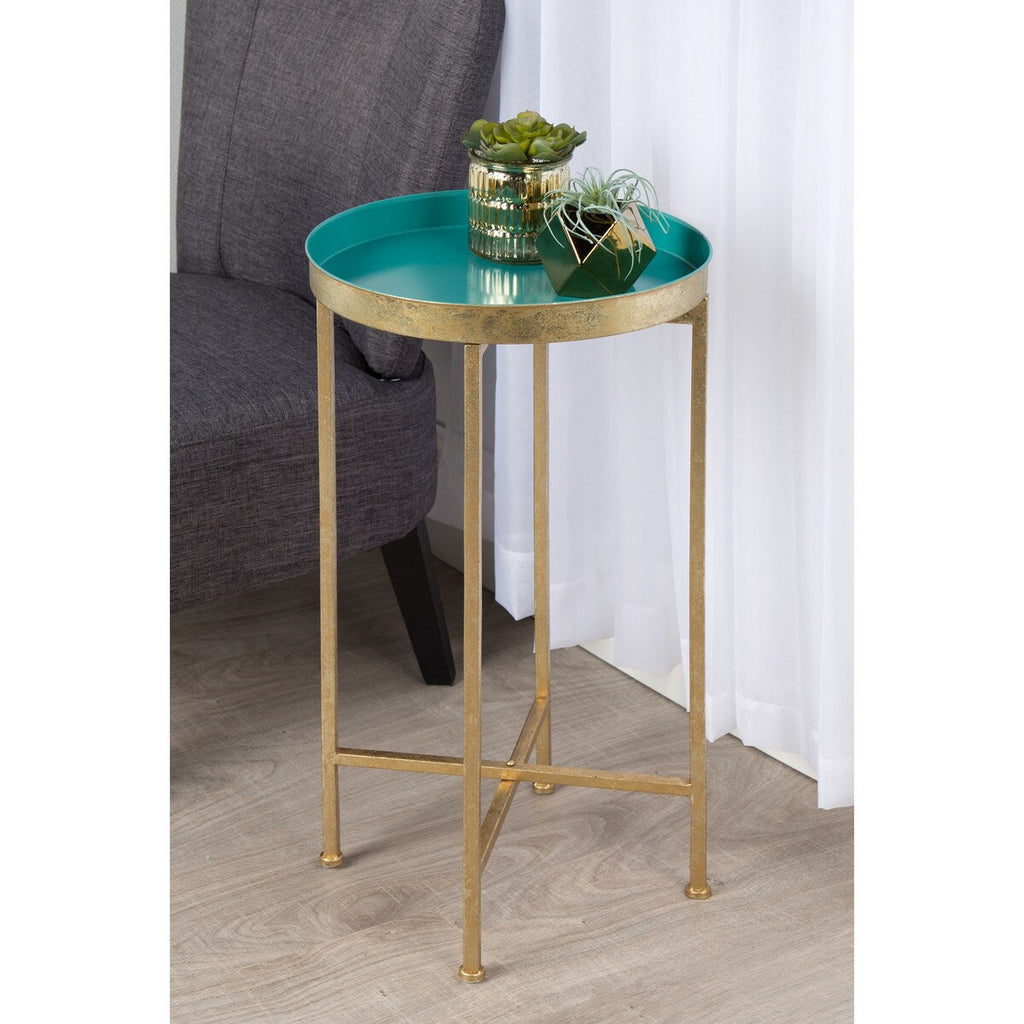 Table d'appoint ronde pliable en métal Kate and Laurel Celia - 14 x 14 x 26