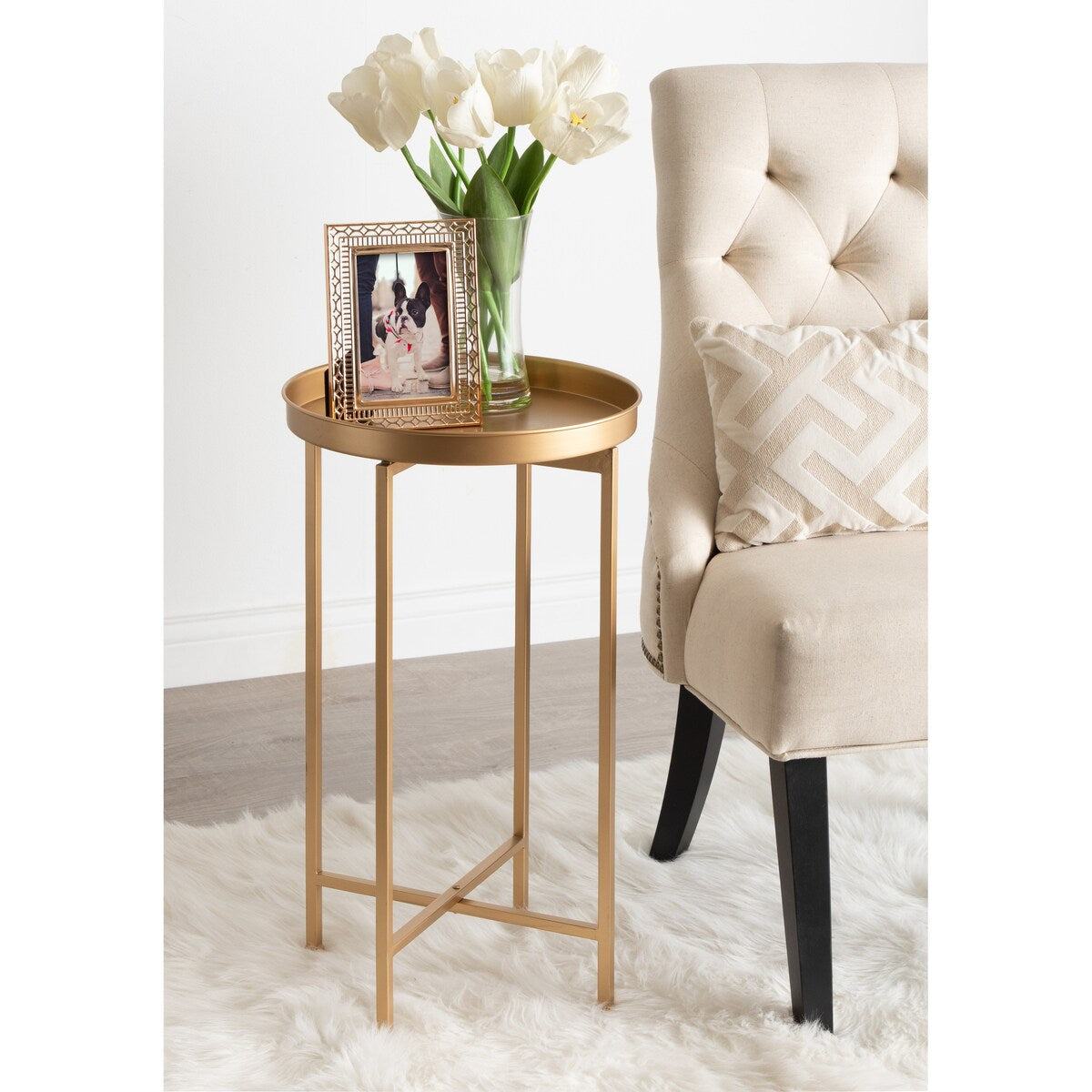 Table d'appoint ronde pliable en métal Kate and Laurel Celia - 14 x 14 x 26