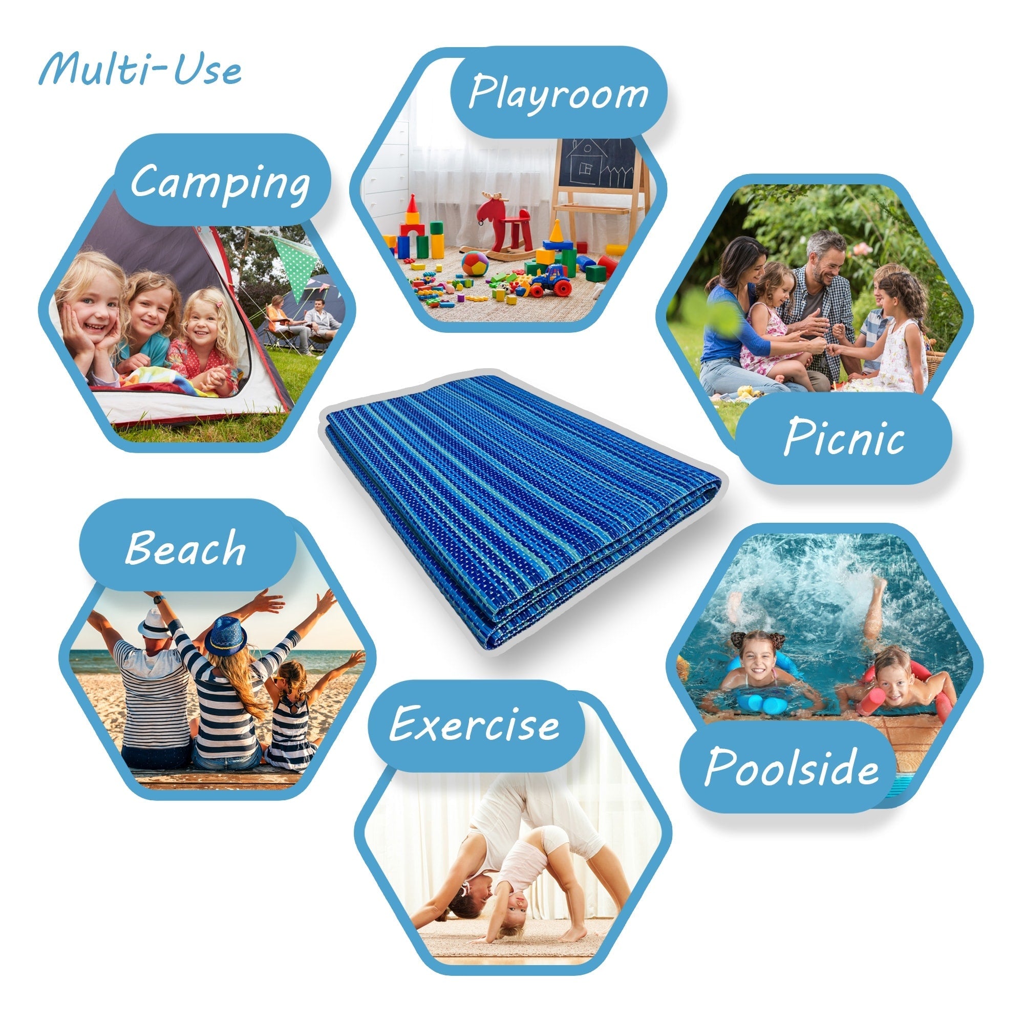 Tapis d'intérieur et d'extérieur à rayures de plage Lalune