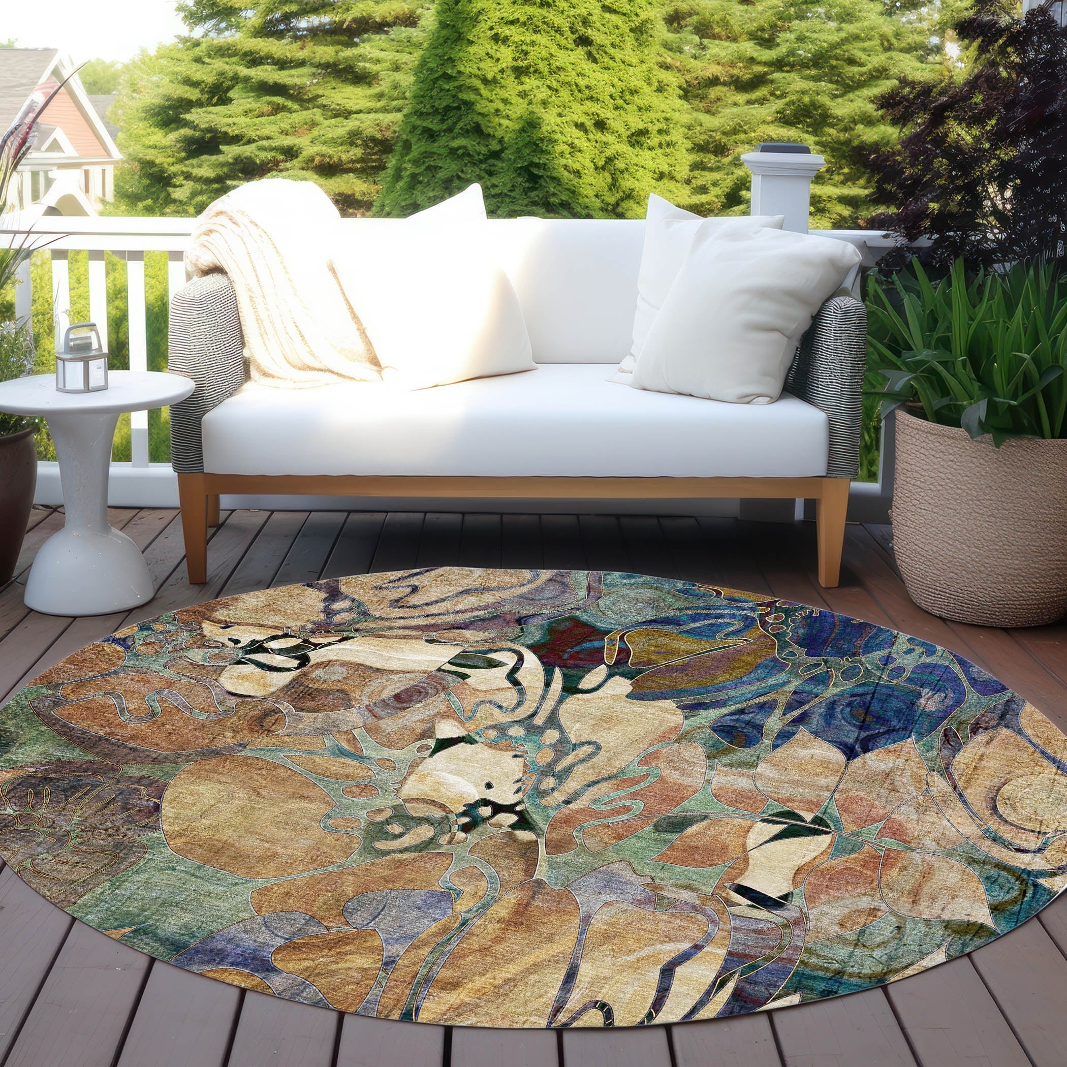 Tapis Chantille floral moderne lavable en machine pour intérieur/extérieur