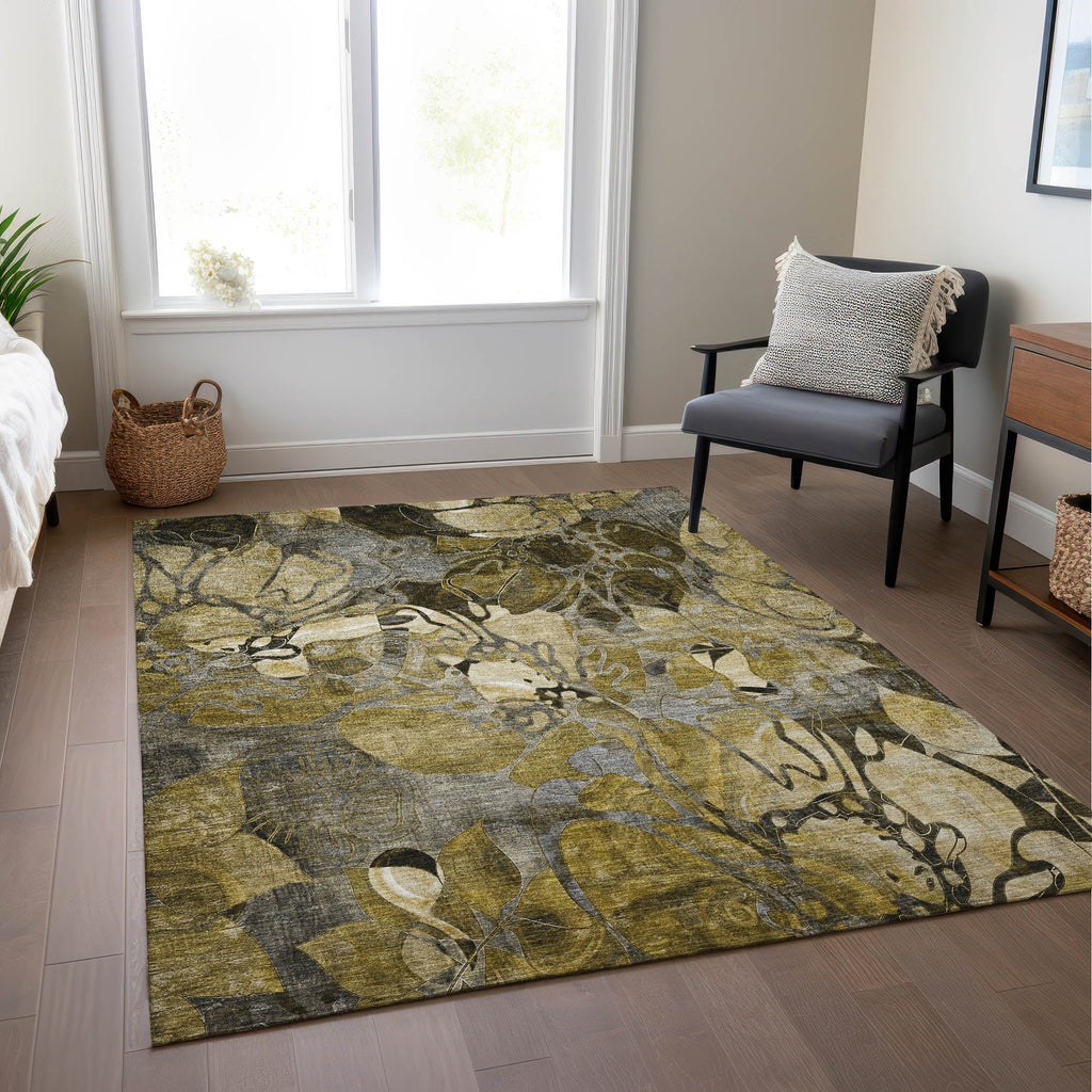 Tapis Chantille floral moderne lavable en machine pour intérieur/extérieur