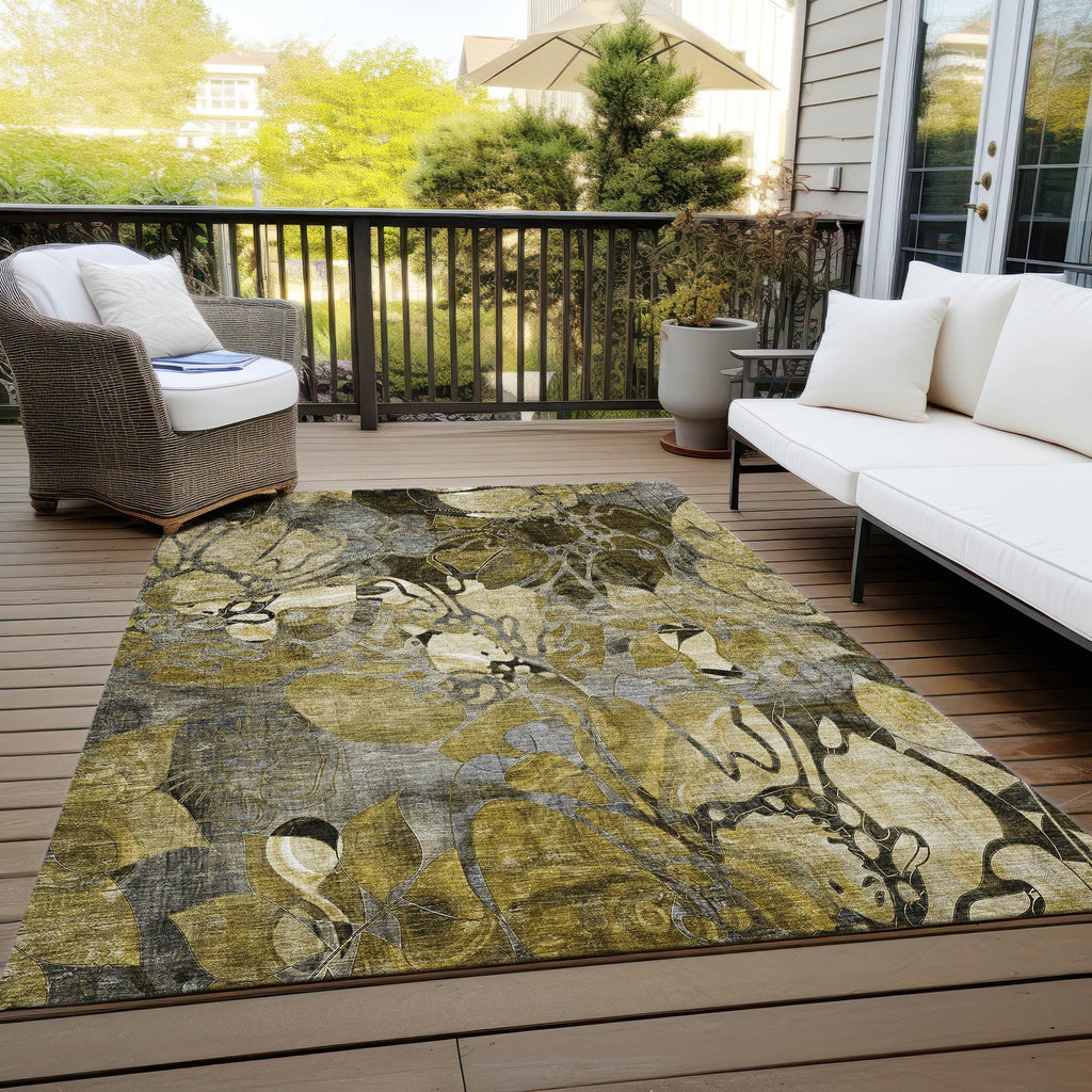 Tapis Chantille floral moderne lavable en machine pour intérieur/extérieur