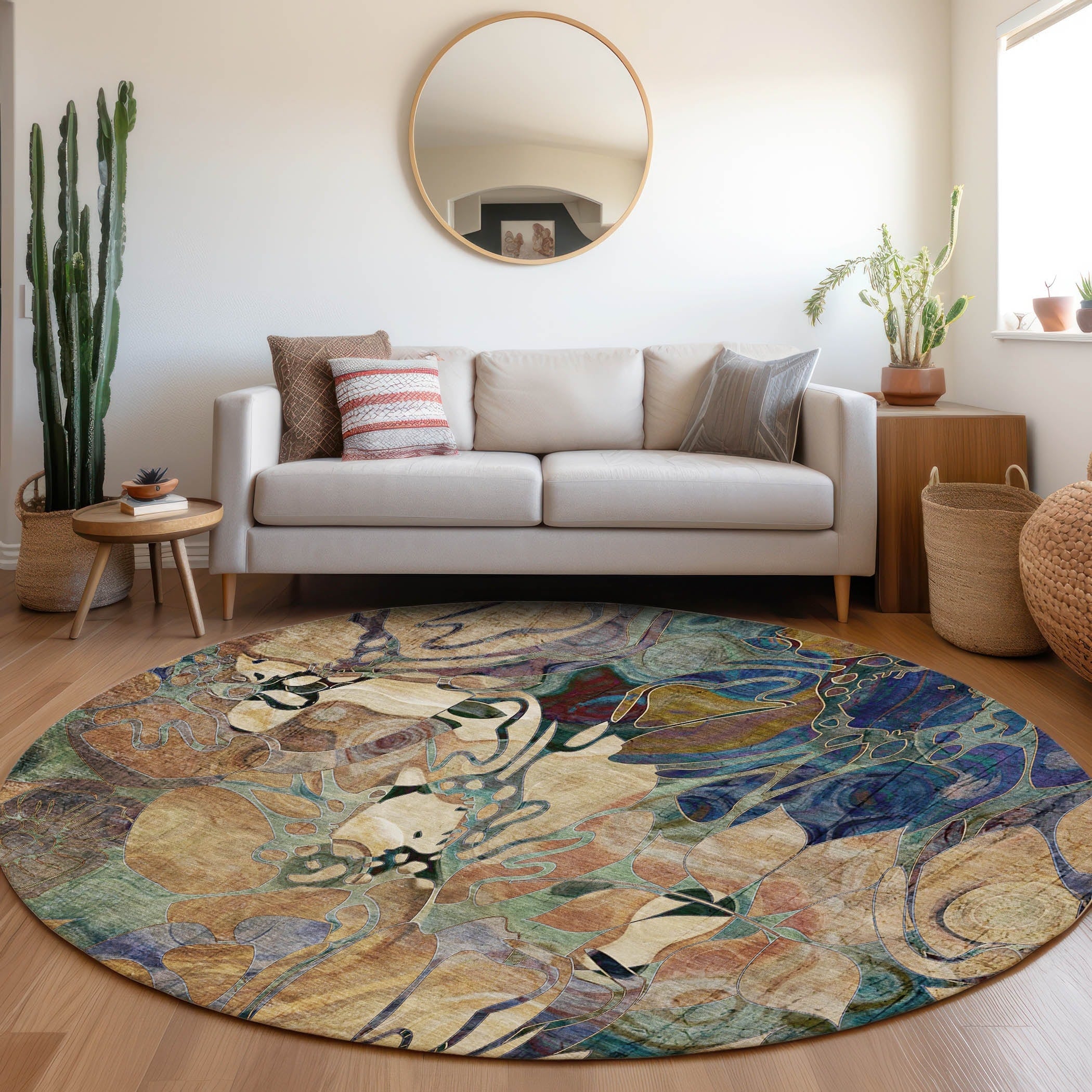 Tapis Chantille floral moderne lavable en machine pour intérieur/extérieur
