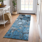Tapis Chantille floral moderne lavable en machine pour intérieur/extérieur