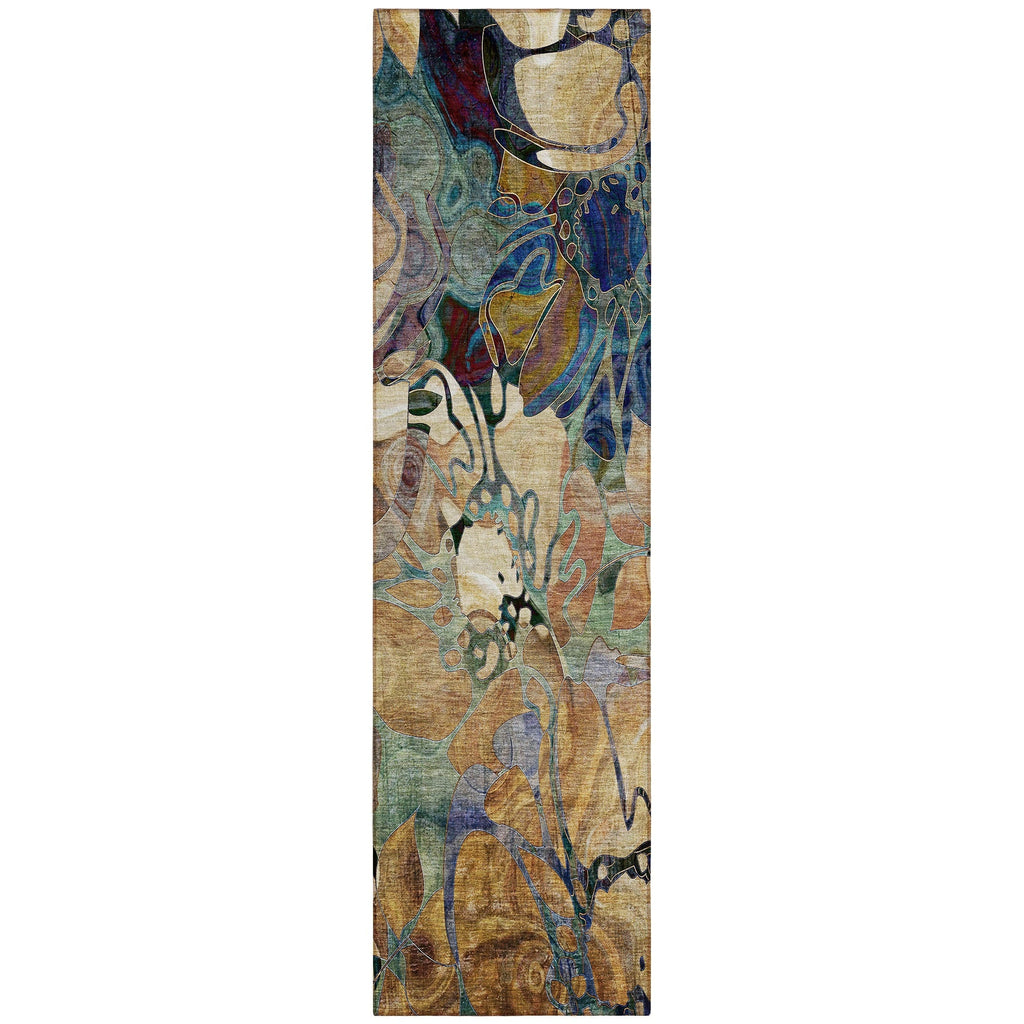 Tapis Chantille floral moderne lavable en machine pour intérieur/extérieur